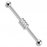 Piercing industriel 52 - Gris quatre zircones transparents