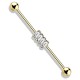 Piercing industriel 52 - Gold-ip jaune quatre zircones transparents