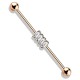 Piercing industriel 52 - Gold-ip rose quatre zircones transparents