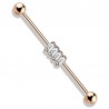 Piercing industriel 52 - Gold-ip rose quatre zircones transparents