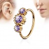 Piercing micro bcr anneau avec cristaux lilas gold ip rose (190)