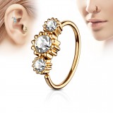 Piercing micro-bcr 190 - Gold-ip rose cristal transparent