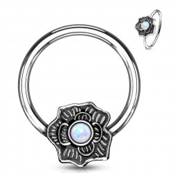 Piercing micro-bcr 80 - Fleur vintage opalite aurora