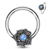 Piercing micro-bcr 80 - Fleur vintage opalite bleue