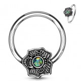 Piercing micro-bcr 80 - Fleur vintage opalite verte