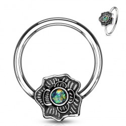 Piercing micro-bcr 80 - Fleur vintage opalite verte