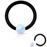 Piercing micro-bcr 129 - Anodisé titane noir et opale