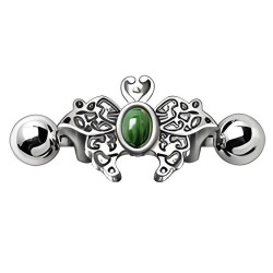 Piercing hélix 78 - Papillon gem vert