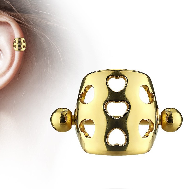 Barbell Pour Piercing Helix/cartilage - Acier Chirurgical Doré - Tige 1.2x8 Mm - Neuf Avec étiquette