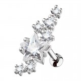 Piercing hélix 166 - étoile transparentes et cristaux ronds