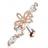 Piercing hélix 164 - Rose fleur creuse et cristaux transparents