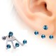 Piercing oreille original 15 - Quatre cristaux bleu-clair