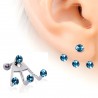 Piercing oreille original 15 - Quatre cristaux bleu-clair