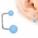 Piercing oreille original 20 - En U acrylique bleu-clair
