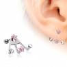 Piercing oreille original 16 - Cristaux roses et transparents