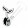 Piercing micro-labret téflon 138 - Graine grise et noire et feuilles