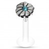 Piercing micro-labret téflon 120 - Fleur cristal bleu-clair