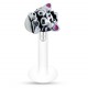 Piercing micro-labret téflon 92 - Zèbre oreilles roses