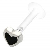Piercing labret téflon 34 - Cœur coloré noir
