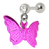 Cartilage hélix, tragus 100 - Papillon rose