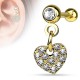 Cartilage hélix, tragus 105 - Coeur pendant plaqué-or