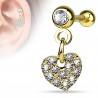 Cartilage hélix, tragus 105 - Coeur pendant plaqué-or