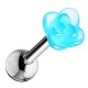 Cartilage hélix, tragus fleur bleu clair acrylique (283)