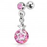 Cartilage hélix, tragus 295 - Zircone rond rose étoile