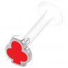 Piercing labret téflon 37 - Trèfle coloré en rouge