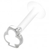 Piercing labret téflon 37 - Trèfle coloré en blanc