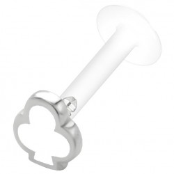 Piercing labret téflon 37 - Trèfle coloré en blanc