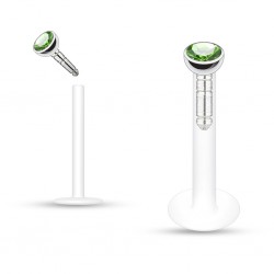 Piercing micro-labret téflon 02 - Cristal vert-pomme