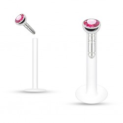 Piercing micro-labret téflon 02 - Cristal rose