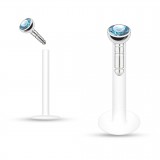 Piercing micro-labret téflon 02 - Cristal bleu-clair