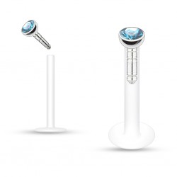 Piercing micro-labret téflon 02 - Cristal bleu-clair