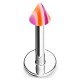 Piercing micro-labret acry 15 - Pointe lilas et orange