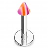 Piercing micro-labret acry 15 - Pointe lilas et orange