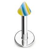 Piercing micro-labret acry 15 - Pointe jaune et bleu