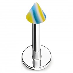 Piercing micro-labret acry 15 - Pointe jaune et bleu