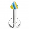 Piercing micro-labret acry 15 - Pointe jaune et bleu