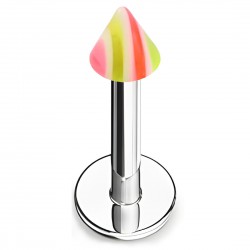 Piercing micro-labret acry 15 - Pointe rose et vert