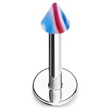Piercing micro-labret acry 15 - Pointe rouge et bleu