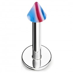 Piercing micro-labret acry 15 - Pointe rouge et bleu