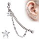 Double chaine pour oreille 18 - Cristal étoile transparente