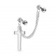Double chaine pour oreille 32 - Grise avec croix