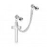Double chaine pour oreille 32 - Grise avec croix
