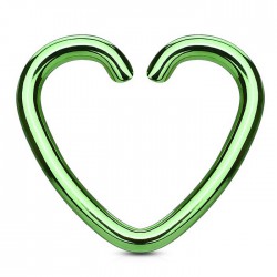 Piercing hélix 151 - Plaqué-titane vert-pomme cœur