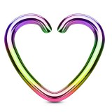 Piercing hélix 151 - Plaqué-titane rainbow cœur