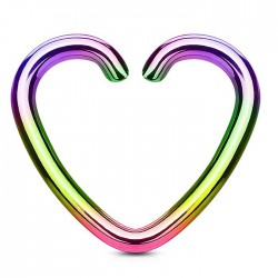 Piercing hélix 151 - Plaqué-titane rainbow cœur