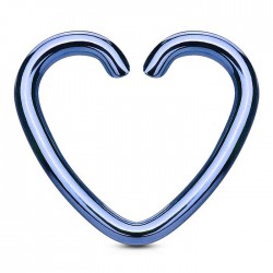 Piercing hélix 151 - Plaqué-titane bleu cœur